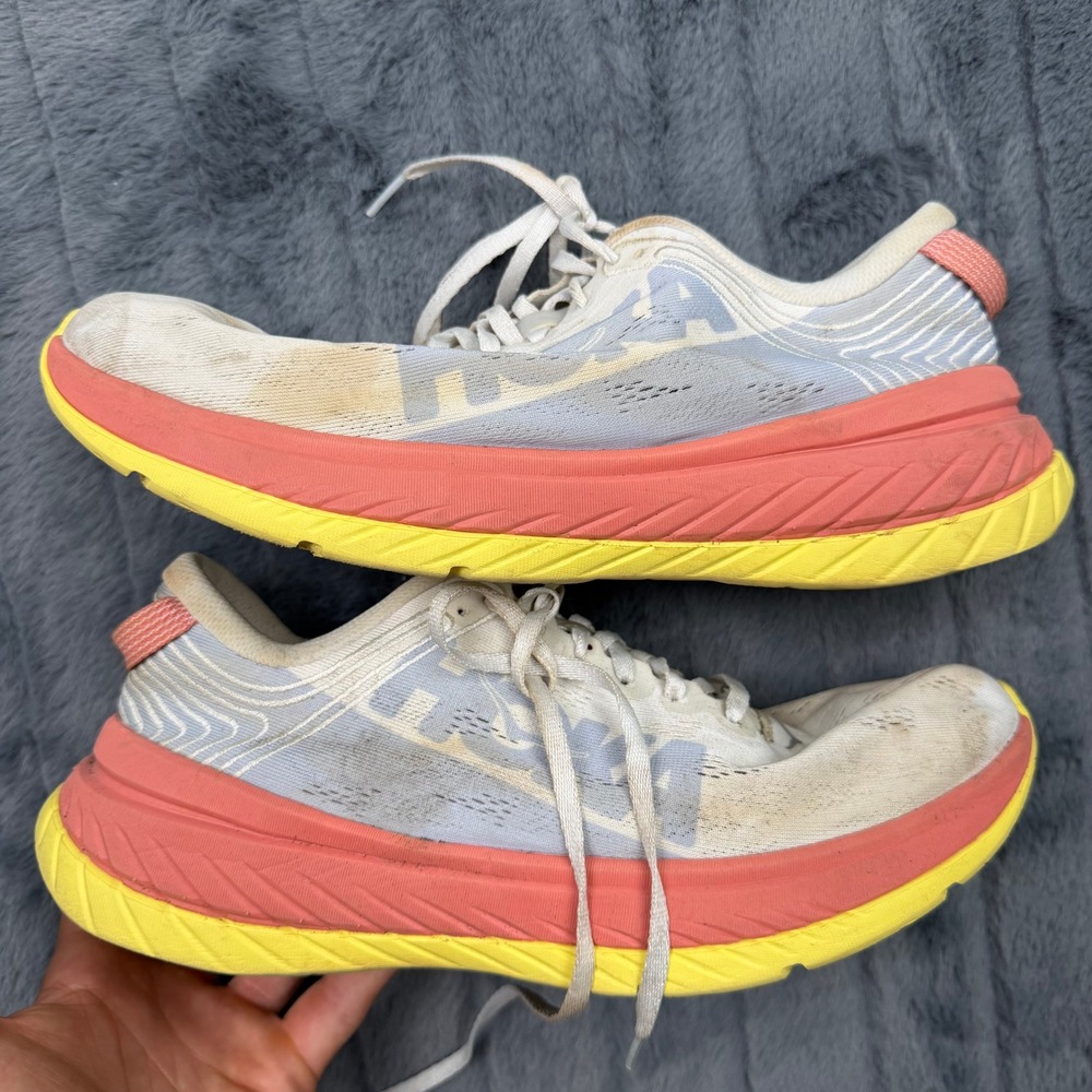 Hoka One One Carbon X Womens 10 Running Shoes White Nectarine Orange 1102887